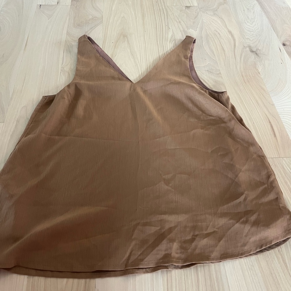 Brown tank top! Slick material